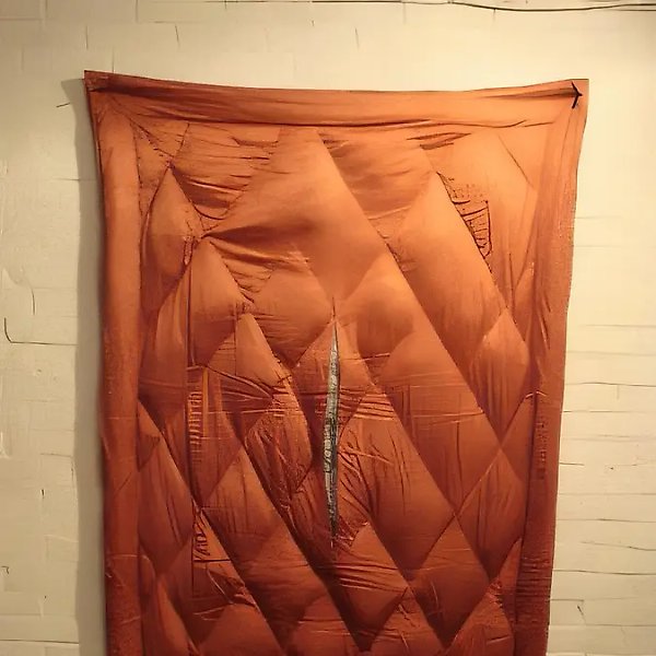 Мама, 2009, метонимический портрет, шёлковое пуховое одеяло, железные гвозди, 120x180 см