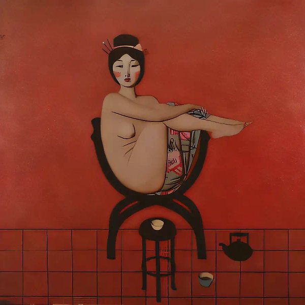 Розовая гейша, 1994, холст, масло, 160х160 Собственность галереи "Alain Blondel".Франция.