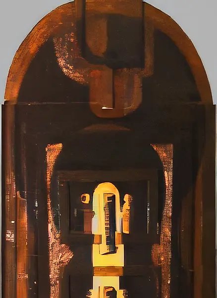 Composition on a religious theme, 1989, wood, oil, 200x100