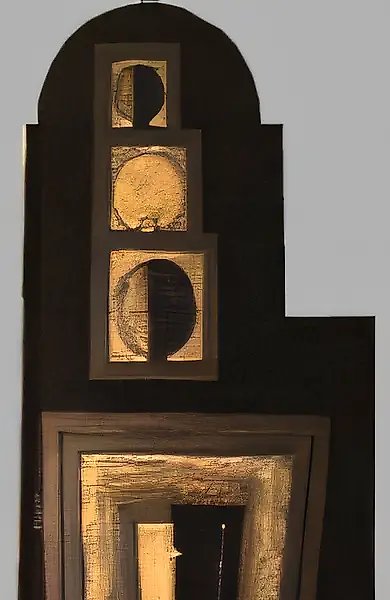 Composition 3, 1990, wood, oil, 250x100