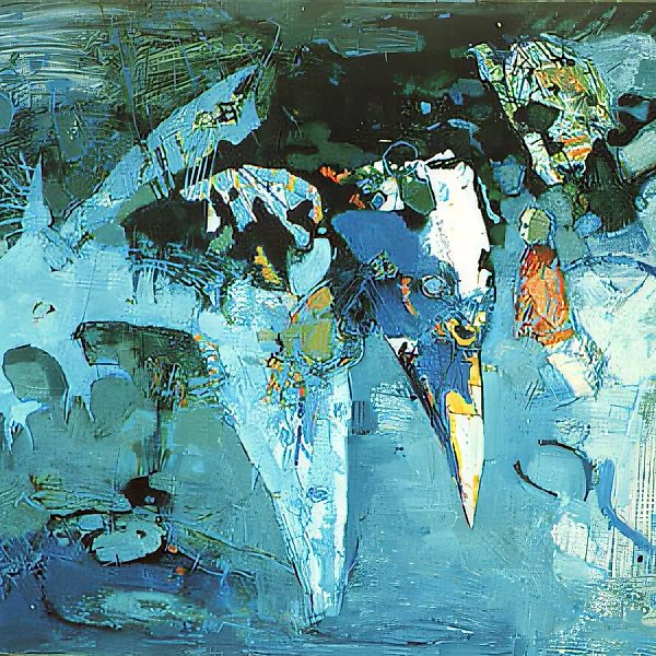 Птенец голубой птицы, 1987, бумага, холст, масло, 101х130