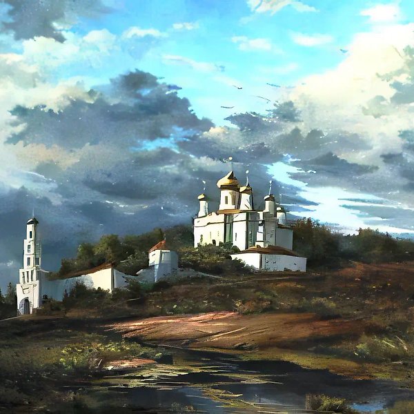 Авраамиев монастырь, 1990, картон, графика, гуашь, 50х70