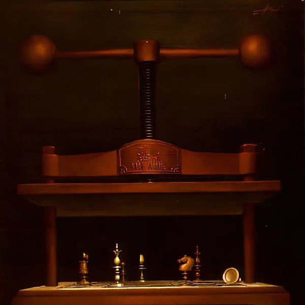 Chess Table, 1983, orgalith, oil, 70x70