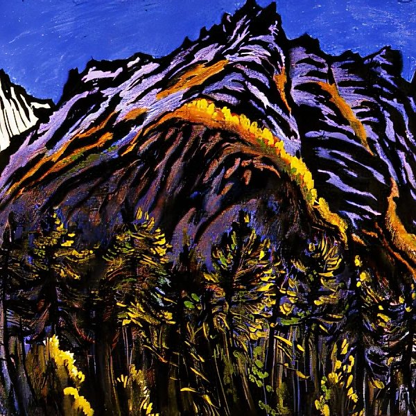 Steep Ridge, 1991, indian ink, pastel, gouache, 60x60. $200
