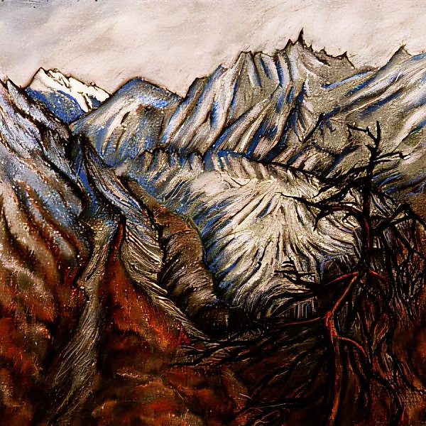 Dry Pine against the Glacier, 1992, pastel, 60x60. $200