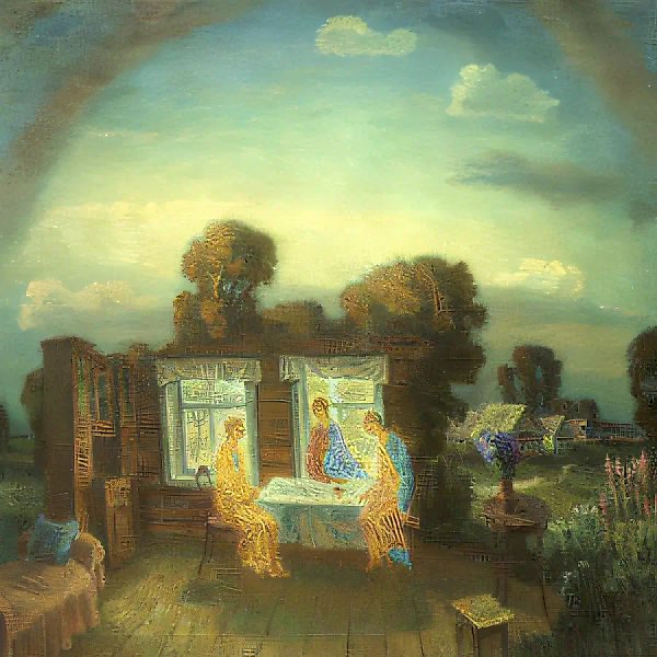 Воспоминания о Рублёве, 1987, холст, масло, 160x160. Собственность автора