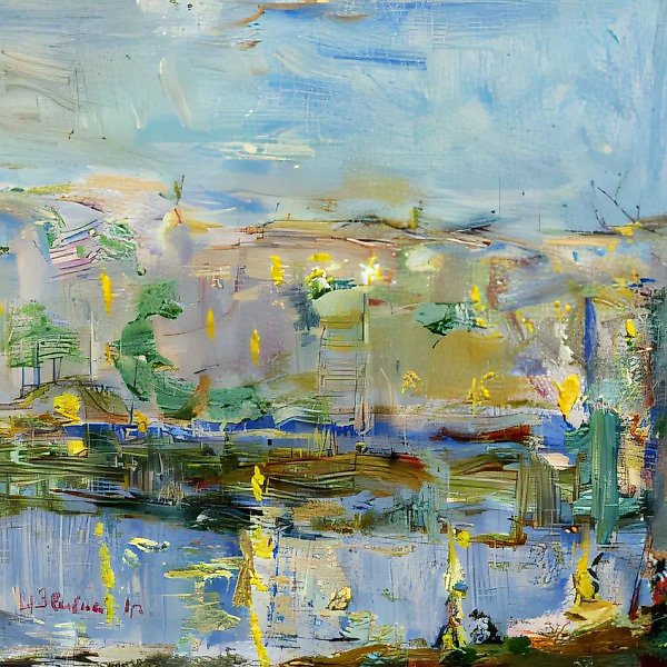 На озере. Вечерний этюд, 1942, картон, масло, 15,5х22