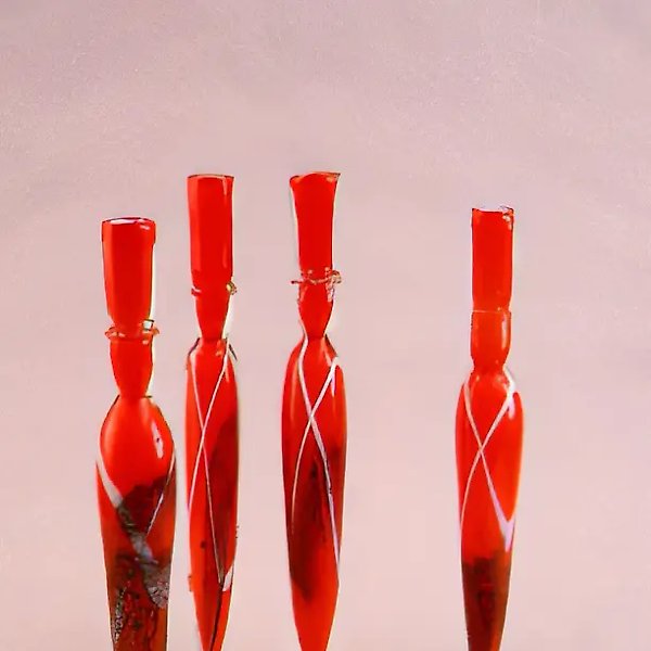 小士兵(7件),1992年,玻璃,古法吹制工艺,高45厘米,作者自藏