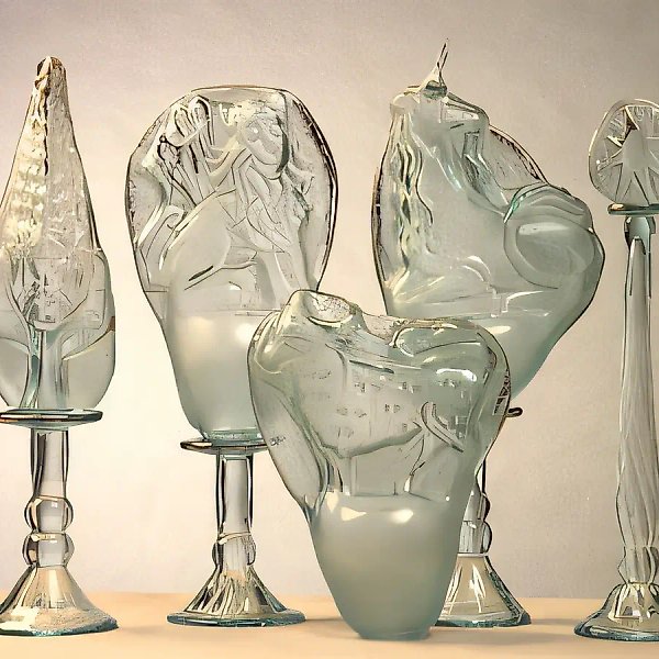 奇妙的花园(5件套),1989年,玻璃,模具吹制,高60厘米,作者自藏