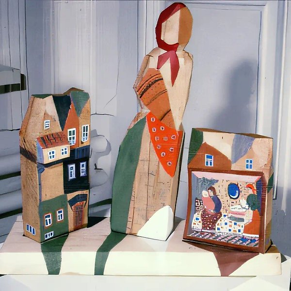 A small town, 1990, painted wood, 49x52x51