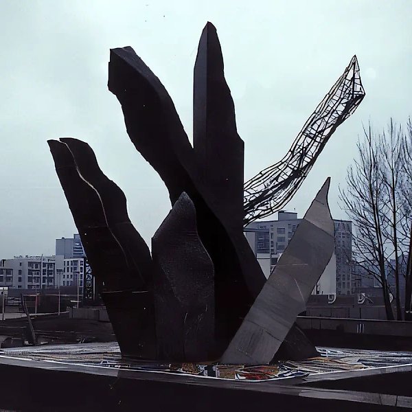 Единство и борьба противоположностей, 1990, камень, металл, бронза, мозаика, 7000х6000х5000 Дворец культуры в Бобруйске. Белорусия