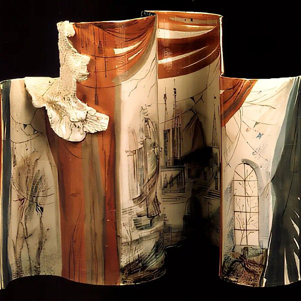 Divertissement, 1982, faience, underglaze painting, salts, height 71. Author`s property