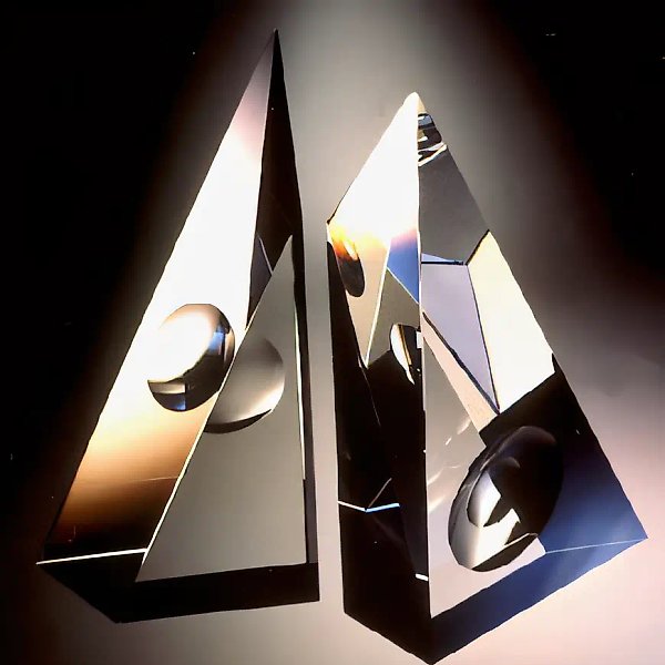 Silver pyramids, 1992, optical glass, polishing, 260x360x60 Private collection