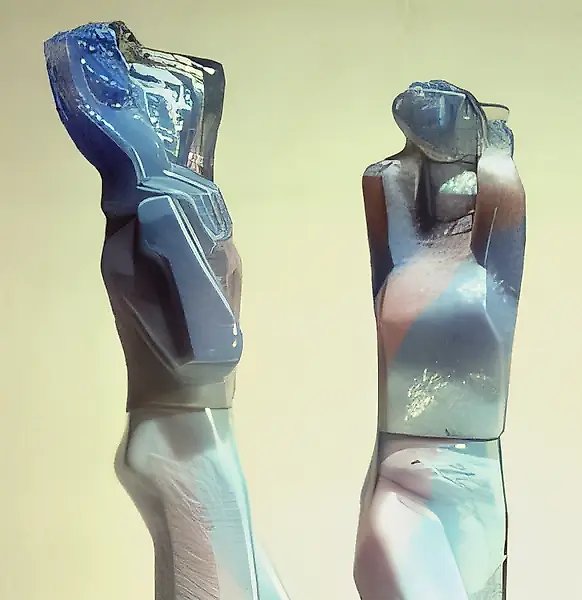 At Dawn, at Daybreak, 1978, glass, mould-blowing, gluing, height 61, 59. State Museum of Ceramics