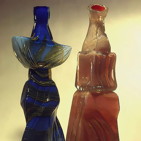 My Muses, 1983, glass, mould-blowing, gluing, height 54, 52. Ministry of Culture of Russia