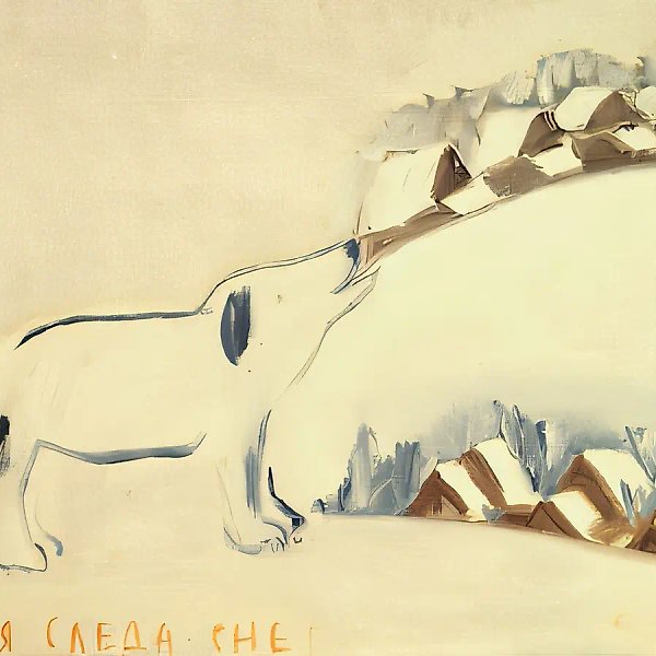 Русский зверинец. Собака, 1990, холст, масло, 78х97 Коллекция банка "Московия". Москва
