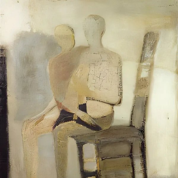 Sitting people, 1989, canvas, mixed technique, 86x106