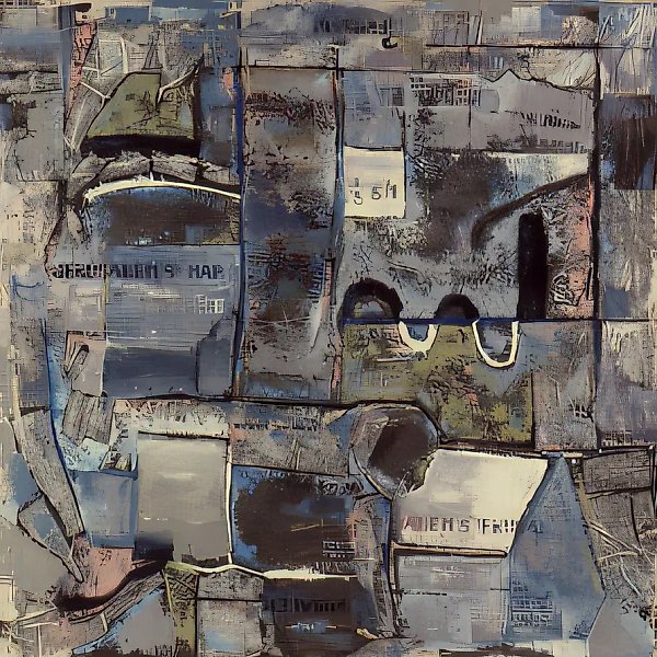 Map of Jerusalem, 1988, canvas, oil, 130x130 Property of "Moscow Palette" Gallery