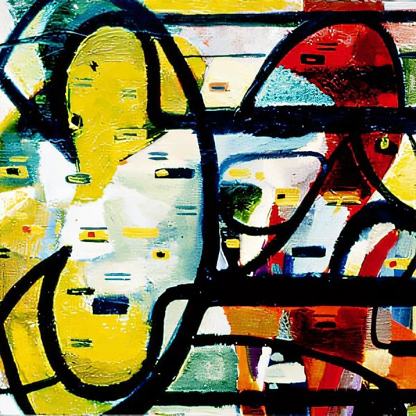 抽象画，1991年，布面油画，作者自藏。$800。
