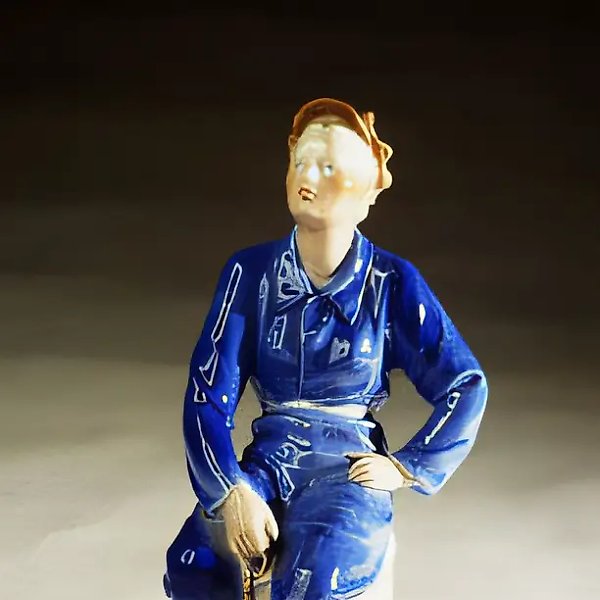 Electric Train Driver, Miner Anya Anisimova, 1949, porcelain, underglaze painting, 24.5x11x15.5. «STANBET» Gallery