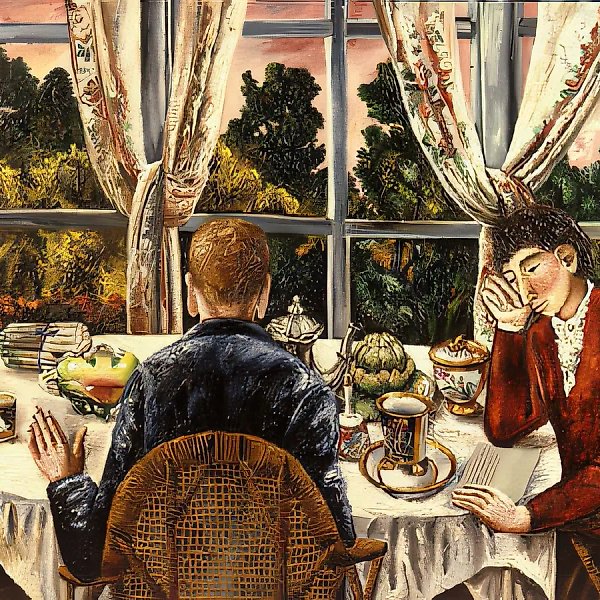 Терраса, вечер, 1986, холст, масло, 120х140 Находится в частном собрании в Германии