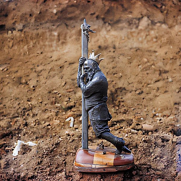 Once upon a time there was the tzar, 1992, bronze, wood, aluminium, 100x40x40