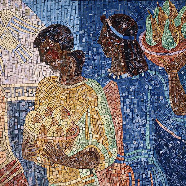 Myths of ancient Greece (a fragment), 1991, mosaics, 250x1950 Property of Russian Children Center "Orlenok",Krasnodarsky krai