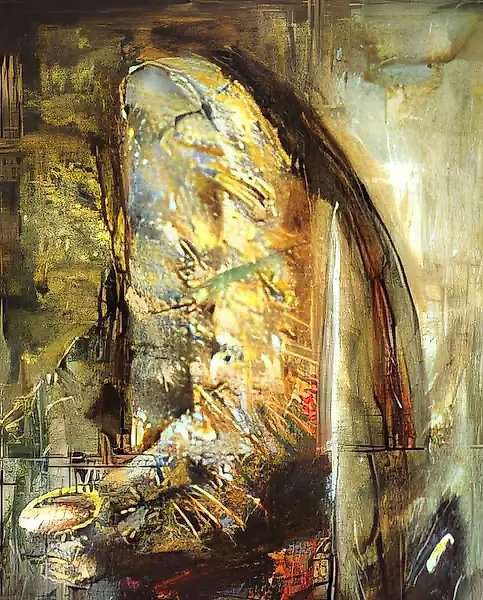 捧着酒杯者，1992年，布面油画，200x110，作者收藏