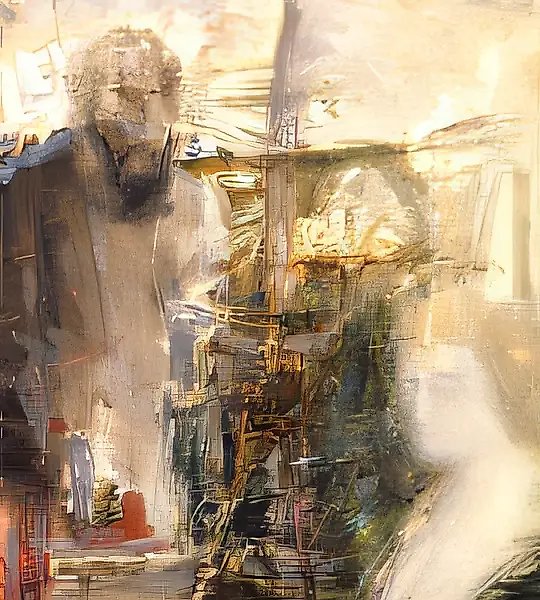会面，1991年，布面油画，100×50，作者收藏
