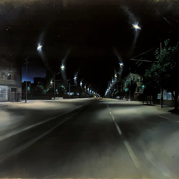 Ночная Москва, 1975, холст, масло, 110х140 Собственность Дирекции выставок России