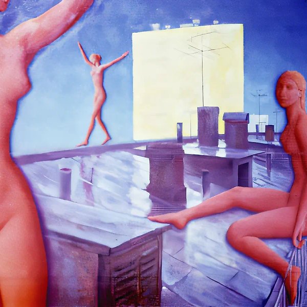 Roof (from the series «Mannequins»), 1972, canvas, oil, 60x90