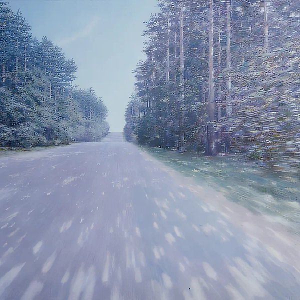 林中公路，1994年，油画，80×100厘米，作者所有
