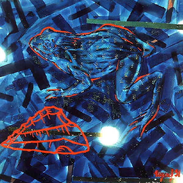 Blue Frog (diptych), 1991, canvas, mixed technique, 100x200. Collection of «Moskovia» Bank
