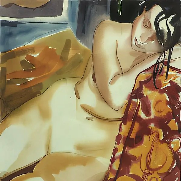 "Ню", 1991, бумага, акварель, 42х35 Брюссель. Частная коллекция.