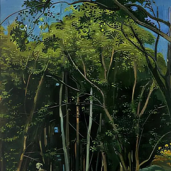 Landscape with a Sculpture, 1982, canvas, oil, 200x65. Private collection. Japan