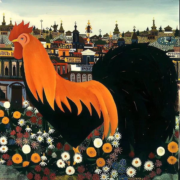 Петух, 1980, холст, масло, 74х74 Собственность автора
