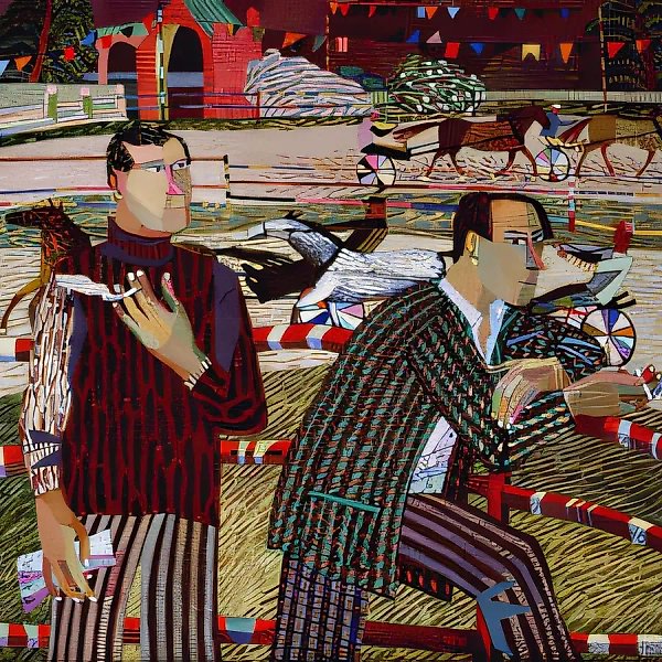 At the Races, 1993, canvas, oil, 120x125. Author`s property