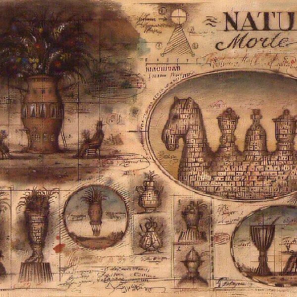 NATURE MORTE, 1992, бумага, тушь, перо, карандаш, акварель, гуашь, 60х80. Калининградская художественная галерея