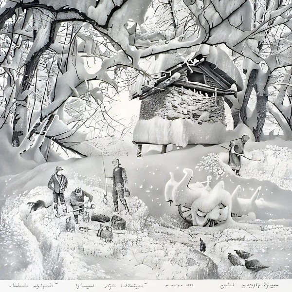 Imeretian Winter. From the series «My Homeland». Sheet No. 3. Variant No. 2, 1995, paper, pencil, 36x36.5. Author`s property