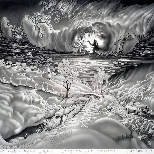 From the series «Moonlit Nights of Imereti». Variant No. 8, 1997, paper, pencil, 43x51. Author`s property