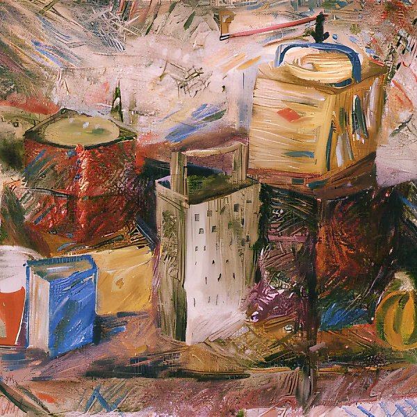 Шкатулка, терка, кофемолка, 1990, холст, масло, 50х60 Собственность галереи "Станбет". Москва.