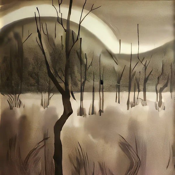 Осенний пейзаж, 1994, шелк, красители, 89х84