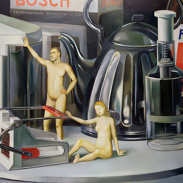 Новые вещи., 1994, холст, масло, 150х200 Собственность автора.