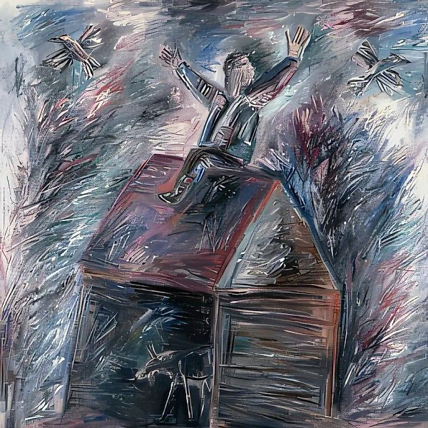 Отпугивающий птиц, 1989, холст, масло, 144х144 Собственность автора