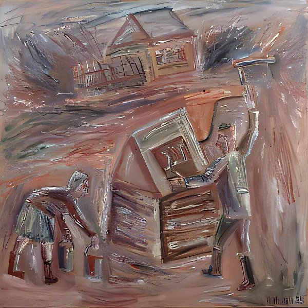 At a Well, 1985, canvas, oil, 115x115. Author`s property