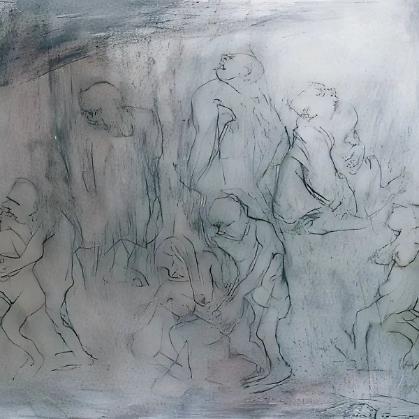 Многофигурная композиция, 1994, бумага, уголь, пастель, 70х100 Собственность автора