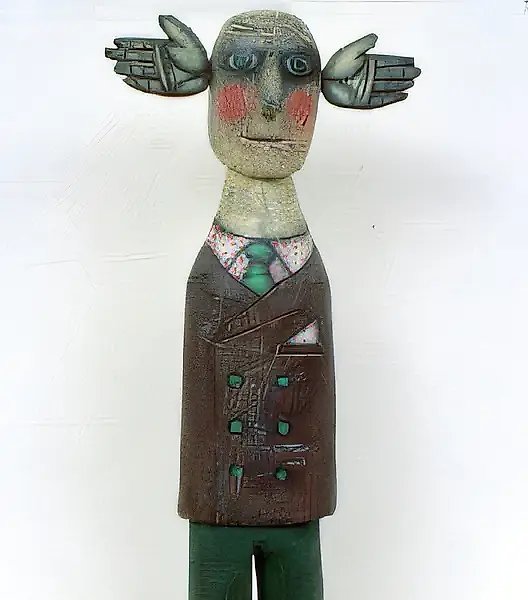 Петрович, 1994, дерево, масло, 46х17х13 Собственность автора