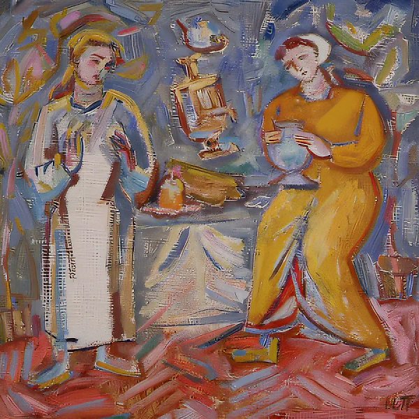 Праздник. Пасха., 1988, холст, масло, 50х50 Собственность автора