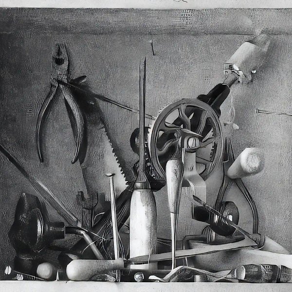 Инструменты, 1975, бумага, тушь, перо, 34,5х42 Собственность галереи "Арт Модерн". Москва.