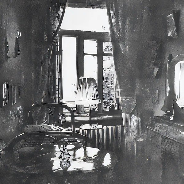 Old Interior, 1989, paper, indian ink, pen, 63x48 Museum collection. South Korea